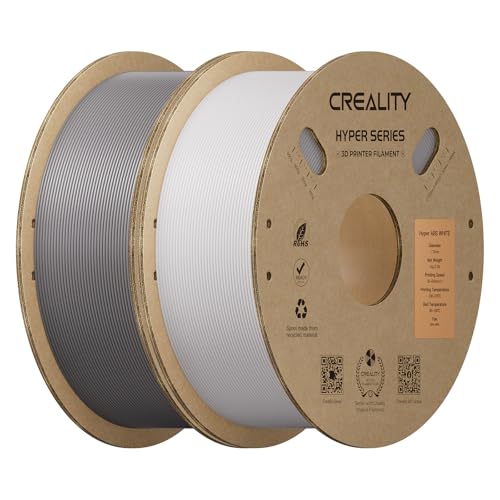 Image of Creality Hyper ABS Filament 1.75mm 2KG, High-Temperature Resistant, High Impact Strength, Stable Printing Performance, + /- 0.05mm Accuracy(White&Grey)