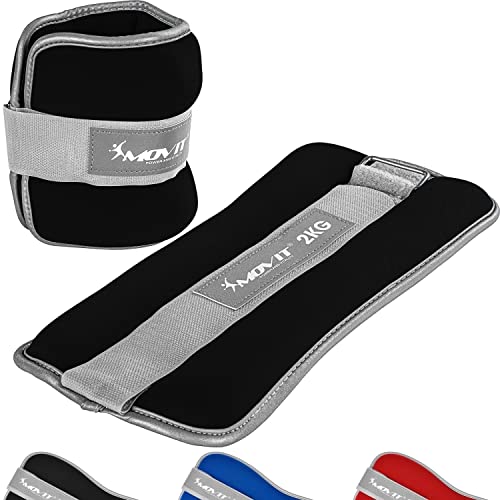 MOVIT® Set de 2 néoprène de poids Pro avec matériau réflecteur, poids courants pour poignets et chevilles, 2x 0,5 kg en noir Cover