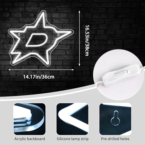 Image of Ice Hockey Neon Sign,Ice Hockey Team,Ice Hockey LED Sign,Sport Neon Lights,Hockey Light, Hockey Club Decor,Hockey Gifts for Boys,Dallas Hockey Fans,Size 16.5 * 14.2 inches(XD103)
