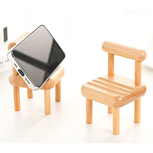 Mini Chair Shape Mobile Phone Holder Desktop Decor, Universal Mobile Phone Wooden Stand