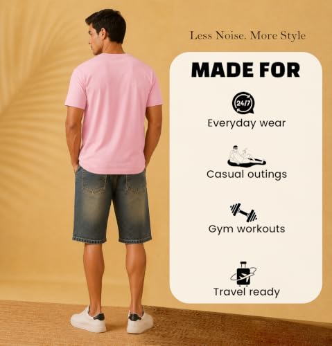 Image of Sleepynuts Men's Everyday Wear Crew Neck Regular Fit T-Shirt | Half Sleeve Solid Plain Casual T-Shirt for Men | Soft Breathable Fabric |