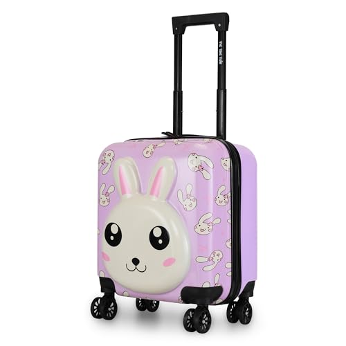 Nasher Miles Tic Tac Toe Zoo Rabbit Hard-Sided Polycarbonate Cabin Luggage Purple 17 Inch|44cm Kids Trolley Bag