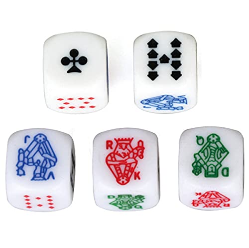 HARMILIY Sei Facce Poker Dadi Poker Dice per Casinò Poker Card Festa Gioco Accessori, 16mm Confezione da 5Pezzi