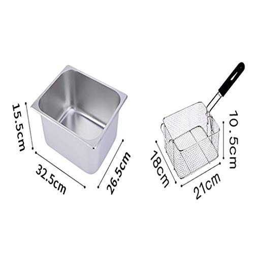 LXDDP Fritteuse 11L mit 2 Körben 5000W Edelstahl Doppelzylinder Gewerbliche elektrische Arbeitsplatte Friteuse zum… – Bild 3