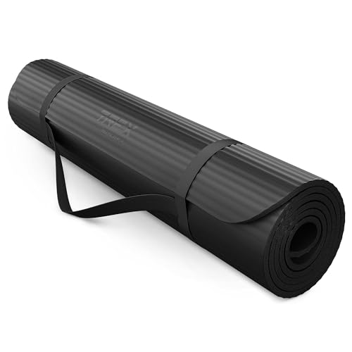 TREX SPORT Gymnastikmatte extra dick und weich | Fitnessmatte 190x80x1cm mit Tragegurt | Yogamatte rutschfest (Black Night)