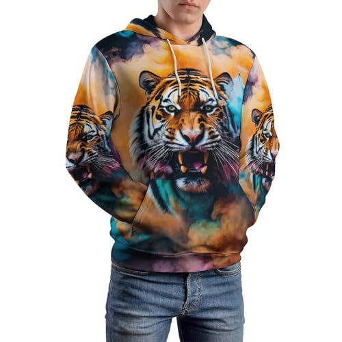 Zakqeik Men's Leopard And Flower Hoodie Unique Sweatshirt Pullover Hooded With Pocket4