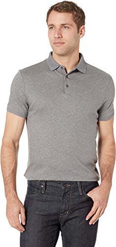 Calvin Klein Men's Liquid Touch Polo Solid, Medium Grey Heather, Large