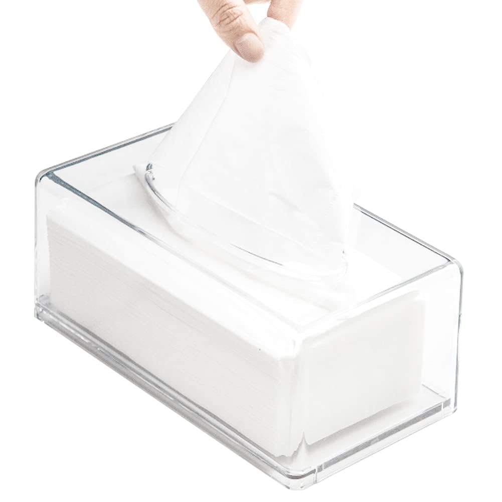 Aakarit Square Clear Acrylic Tissue Box, Box Covers Rectangular, Bathroom Facial Napkin Box Holders, Table Clear Dryer Sheet Dispenser for Bathroom, Kitchen and Cars | GK-01