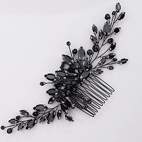 Beryuan Black Crystal Hair Comb For Women Prom Hair Comb Black Gothic Hair Clip For Girls Vintage Hair Comb For Wedding Pageant Prom Headpieces Style 2 #TOP25