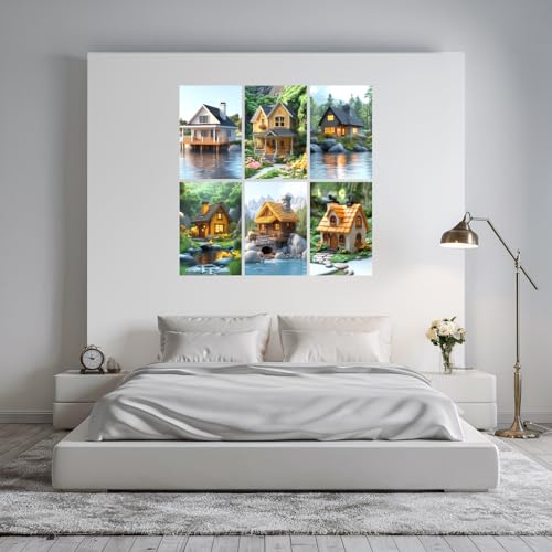 Image of SiddArtify Cottagecore Wall Art Prints Set - Whimsical House Poster Decor for Living Room Bedroom - 8x12 inch Board Pack of 6
