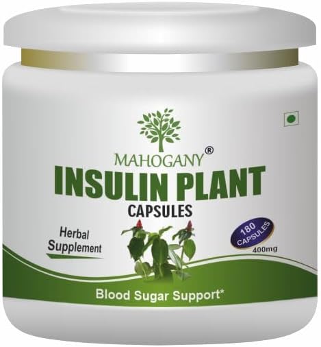 Mahogany Insulin Plant (Costus Igneus) Capsules 400mg- A diabetes Care Supplement, Controls Blood Sugar- 180 Veg Caps