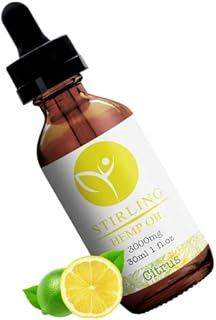 STIRLING Organic Citrus Hemp Oil for Pain and Anxiety Relief - Maximum Strength Supports Sleep Relaxation Stress Focus Mood Sleeping Aid (3000 mg)