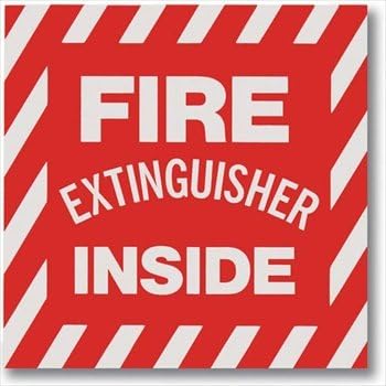 Vinyl Self-Adhesive "Fire Extinguisher Inside" Signs - 4" x 4" (Pack of 5)