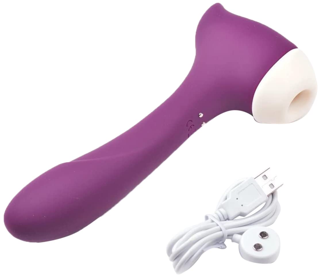 BeHorny 2-in-1 Clitoris Sucker Vibrating Clitoral Stimulator 8 Speeds and 3 Suction Settings, Purple