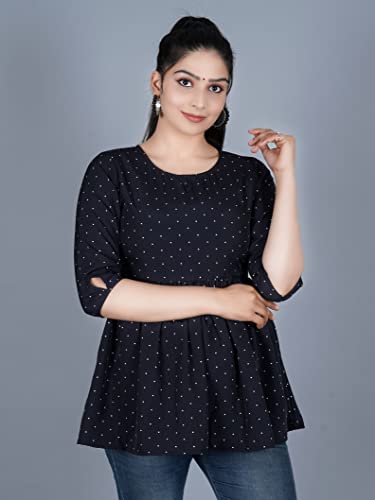 Image of BLACK MACY Women's Rayon Anarkali Regular Fit Top