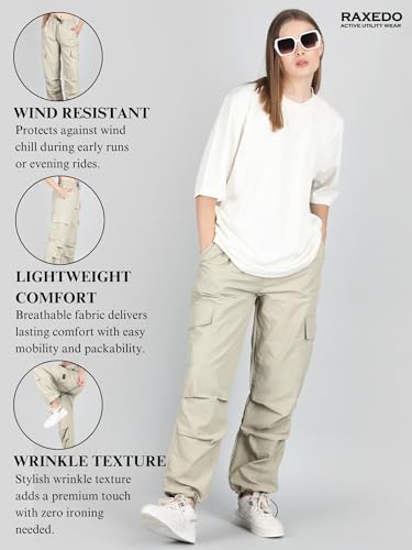 Image of Parachute Pants for Women - Water-Resistant Cargo Pants for Women | Stylish Activewear for Travel, Office, Gym, Trekking & Everyday Comfort | Korean Pants for Woman