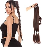 32 Inches Long Braided Ponytail Extensions Wrap Around Braided Ponytail Magic Paste Pony Tail Hai...