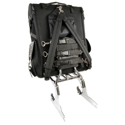 Milwaukee Leather SH673 X-Large Black Textile 2-Piece Studded Motorcycle Touring Sissy Bar Bag - X-Large