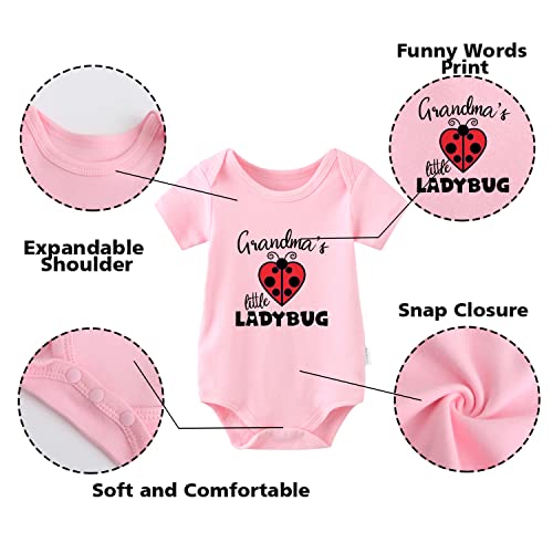 YSCULBUTOL Baby Twins Bodysuit Grandmas Little Ladybug Newborn Baby Unisex Outfits Infant Cute Romper2