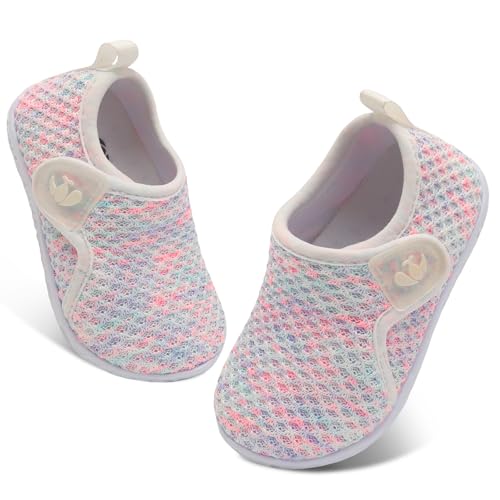 Image of FEETCITY Baby Boys Girls First Walking Shoes Infant Sneakers Crib Shoes Breathable Lightweight Slip On Shoes