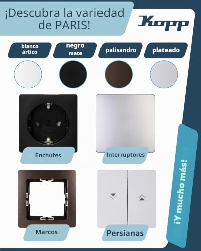 Enchufes negros mate Kopp Germany con protección infantil elevada en pack de 6 7