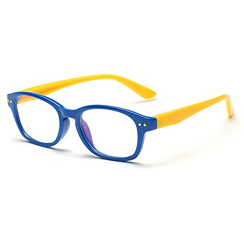 Fantia Kids Eyeglass Frame Children Soft Non-Optical Frames Clear Lens (Dark blue)