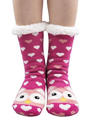 Hellomamma Slipper Socks Womens Cute Animal Warm Winter House Socks with Gripper Christmas Socks