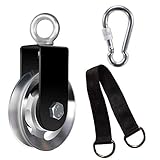 90mm Fitness Umlenkrollen Set, Umlenkrollen für Seile mit Hängendem Gurt Karabinerhaken Seilrollen 360 ° Schwenkbar Pulley Aluminiumlegierung für DIY Heim-Fitnessgeräte/Garage/Gardinen