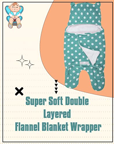 Image of New Born Multi-Purpose Baby Boy's and Baby Girl's Blanket and Sleeping Bag (Sea Green Dot, 0-6 Months)