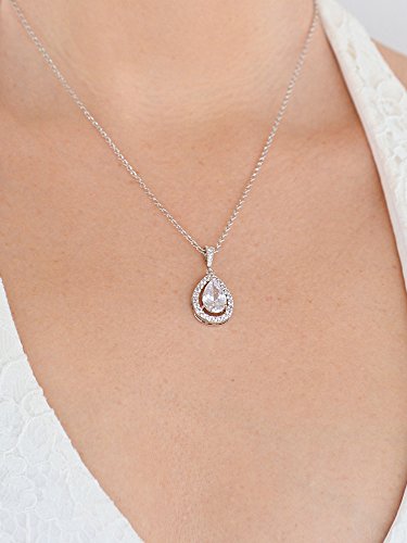 Mariell Cubic Zirconia Crystal Bridal Necklace, Teardrop Pendant, Prom Wedding Jewelry Gift for Women3
