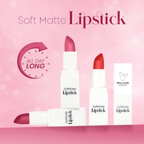 Image of Million Colors Creamy Matte Hydrating Lipstick| Infused With Almond Oil and Vitamin E| Long Lasting, Nourishing and Intense Hydration (Dusty Rose,02)