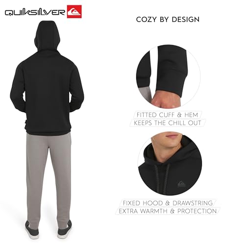 Image of Quiksilver Men's Regular Fit Active Performance Heavyweight Jacquard Mesh and Polar Fleece Pullover Hoodie (S-XL)