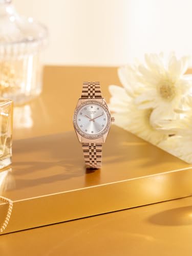 Image of Sonata Golden Hour Quartz Silver Round Dial Women's Stainless Steel Material Watch - SP80118WM01
