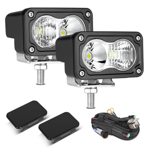 Image of 3 Inch Driving Pod Lights with Wiring Harness & Black Cover | 2Pcs Off Road Light Bar Spot Flood Combo Work Light LED Pod Waterproof Auxiliary Cube Light for Truck ATV UTV Motorcycle Boat
