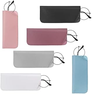 KroY PecoeD 6 Pack Soft Glasses Cases, Reading Glasses Case Leather Sunglasses Pouch Anti-Scratch Eyeglasses Case Spectacles Bag for Men Women Kids,6 Colors