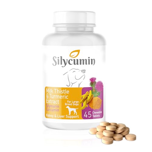 Bio PetActive Dogs Liver and Kidney Health Milk Thistle Supplement - For Large Breeds | Removes Toxins - Supports Liver Regeneration and Boost Immune System with Silycumin & Turmeric - 45 Tabs
