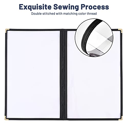 Yescom 30Pcs 2 Pages 4 View Double Stitched Fold 8.5X14" Menu Cover Deli Food Cafe Black Clear Book #TOP7