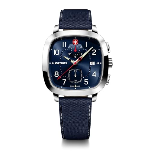 WENGER Cronógrafo Deportivo Vintage para Hombre (40 mm) Esfera Azul/Correa Azul para smartcycle 01.1933.110