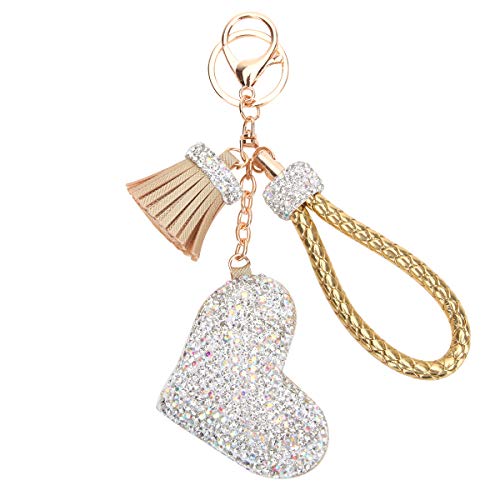 Fawziya Heart Keychains For Women Crystal Tassel Key Chains-Gold