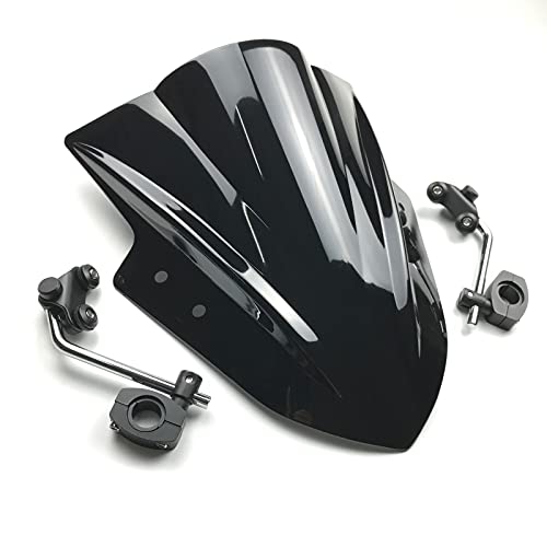 ZXCVBNM Parabrisas Modificado para MotocicletaParabrisas de Motocicleta Soporte Ajustable Fit for Kawasaki ER6N ER4N para Yamaha MT125 FZ1 FZ6 FZ8 MT-01 MT03 MT07 MT09(Color:Black) Cover