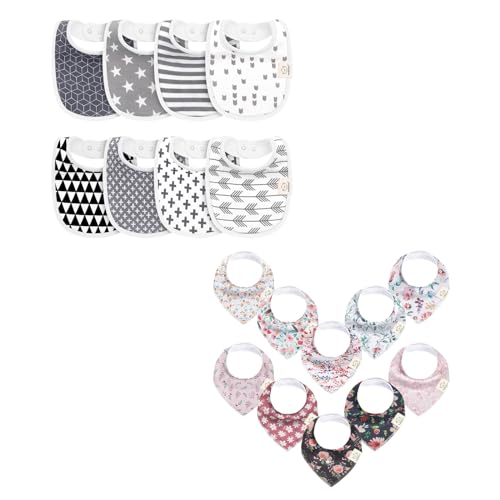 KeaBabies 8-Pack Organic Baby Bibs for Girls & Boys and 10-Pack Baby Bandana Drool Bibs - Teething Baby Bibs for Boy, Girl - Organic Cotton Bandana Bibs for Boys, Girls, Baby Bibs