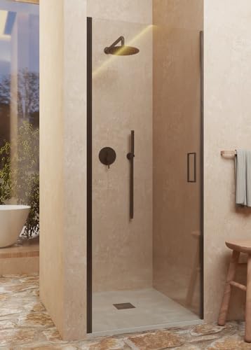 Mampara Fija Ducha Negra Sin Perfil Inferior Marca SoulBath