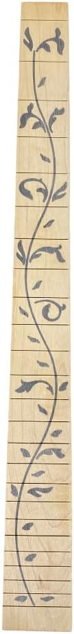 Yinfente Unfinished Electric Guitar Fretboard 24 Fret 25.5inch Guitar Parts Replacement (Maple Wood Colored Inlay)