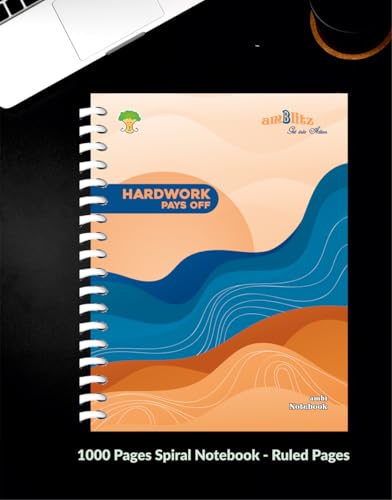 Image of amblitz Mega Spiral Notebook | 18 X 24 CM | B5 Size | School /College Students's Choice for Note Making | 70 GSM Thick White Paper | Diary Size | Personal & Office Use | (1000 Pages, RULED Notebook)
