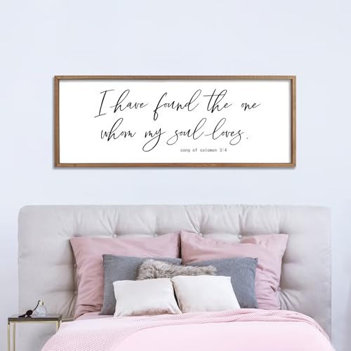 I Have Found The One Whom My Soul Loves Sign Wall Art Decor 40"x15" Modren Master Bedroom Above Bed Wood Framed Song of Solomon 3:4 Large Living Room Bible Verse Wall Hanging (Wood) - Image 4
