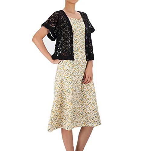 Image of Women Cardigan Hollow Out Floral Cardigans White Crochet Shrugs