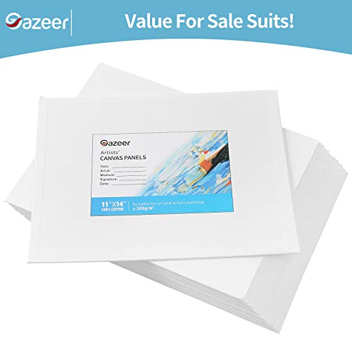 Gazeer Super Value 16Pcs Canvas Panels Artist Painting Canvas Panels - 11x14 Inch - 8 Oz. Canvas Boards for Oil & Acrylic Painting - Thumbnail 6