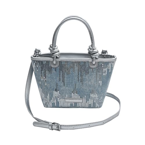 Sequin Purse Sparkly Denim Sequin Purse Mini Bucket Bag Shoulder Bags Zipper Trendy Gifts for Women Girls