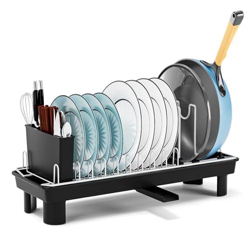 Gaethra Escurreplatos Acero Inoxidable, Escurridor De Platos sobre Fregadero con Bandeja y Organizador, Dish Drying Rack para Cocina, Camping y Caravana