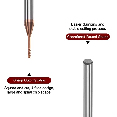 Image of HARFINGTON 2pcs Square Nose End Mill 4mm Shank 1mm x 8mm AlTiSin Coated Solid Carbide Long Reach Extended Neck 4 Flutes CNC Router Bit Milling Cutter for Stainless Steel Hardened Steel